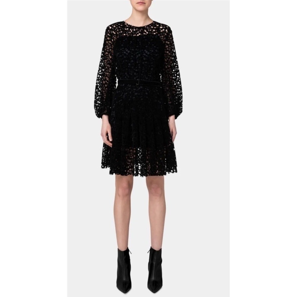 Akris Punto Butterfly Wing Velvet Fit And Flare Velvet Burnout Dress Size US 12